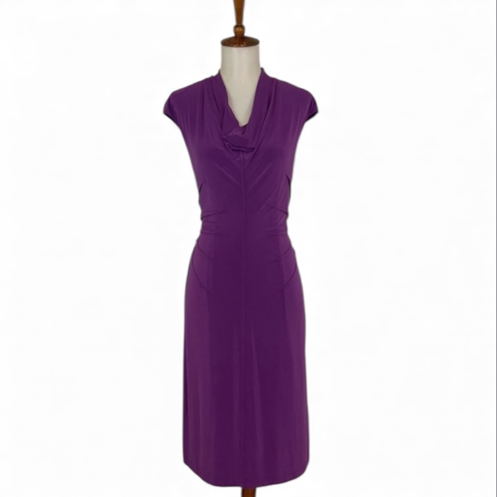 Adrianna‎ Papel Purple Women’s 10 Sheath Dress Cowl Neck Sleeveless Stretch